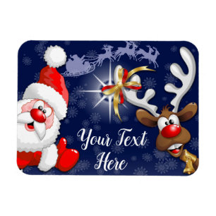 Santa en Reindeer Merry Christmass Happy Cartoon Magneet