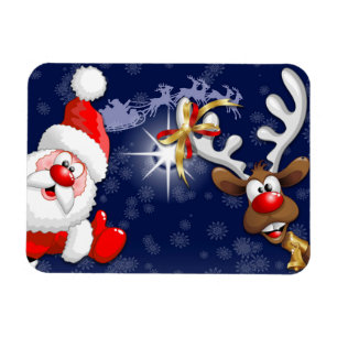 Santa en Reindeer Merry Christmass Happy Cartoon Magneet