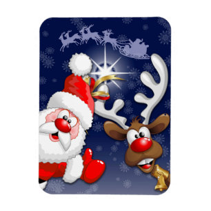Santa en Reindeer Merry Christmass Happy Cartoon Magneet
