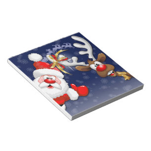Santa en Reindeer Merry Christmass Happy Cartoon Notitieblok