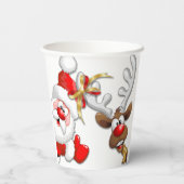 Santa en Reindeer Merry Christmass Happy Cartoon Papieren Bekers (Achterkant)