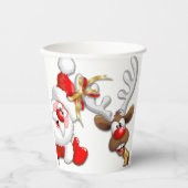 Santa en Reindeer Merry Christmass Happy Cartoon Papieren Bekers (Voorkant)
