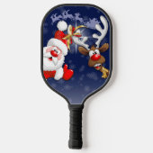 Santa en Reindeer Merry Christmass Happy Cartoon Pickleball Paddle (Achterkant)