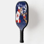 Santa en Reindeer Merry Christmass Happy Cartoon Pickleball Paddle (Links)