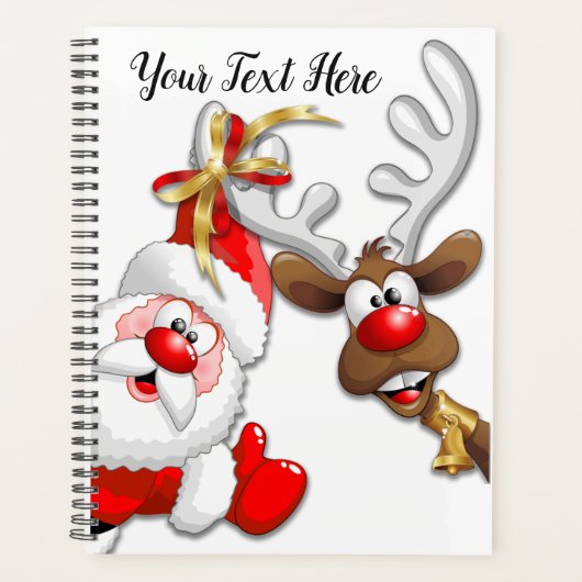 Santa en Reindeer Merry Christmass Happy Cartoon Planner (Voorkant)