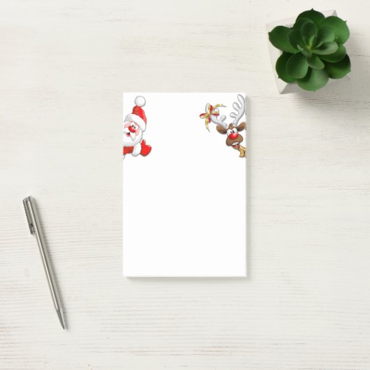 Santa en Reindeer Merry Christmass Happy Cartoon Post-it® Notes (Kantoor)