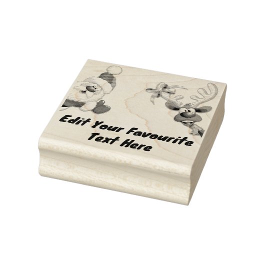 Santa en Reindeer Merry Christmass Happy Cartoon Rubberstempel (Stempel)