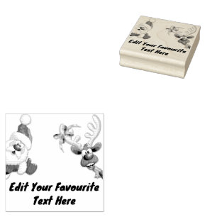 Santa en Reindeer Merry Christmass Happy Cartoon Rubberstempel