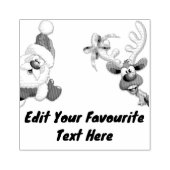Santa en Reindeer Merry Christmass Happy Cartoon Rubberstempel (Afrduk)