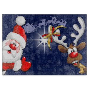 Santa en Reindeer Merry Christmass Happy Cartoon Snijplank
