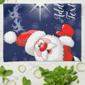 Santa en Reindeer Merry Christmass Happy Cartoon Theedoek (Gevouwen)