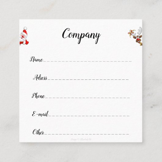 Santa en Reindeer Merry Christmass Happy Cartoon Vierkante Visitekaartje (Achterkant)