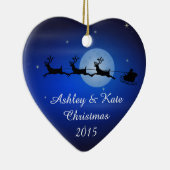 Santa en Reindeer Silhouette Keramisch Ornament (Rechts)