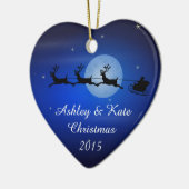 Santa en Reindeer Silhouette Keramisch Ornament (Links)