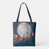 SANTA EN REINDEER VLIEGEN OVER DE WEG TOTE BAG (Achterkant)