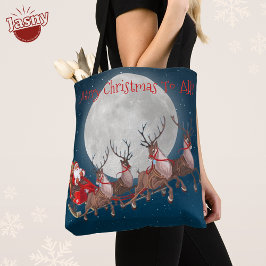 SANTA EN REINDEER VLIEGEN OVER DE WEG TOTE BAG