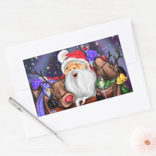 Santa en Reinders Grappige Kerst stickers (Envelop)