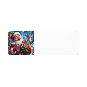 Santa en rendier adreslabel etiket