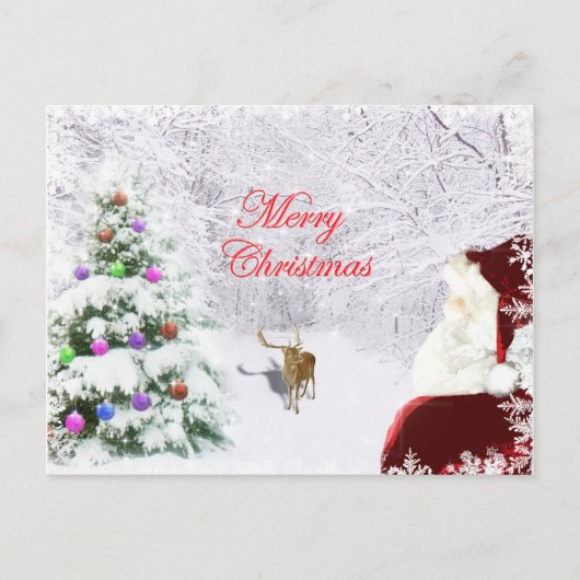 Santa en rendier briefkaart (Voorkant)