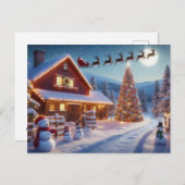 Santa en rendier briefkaart (Voorkant / Achterkant)