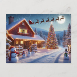 Santa en rendier briefkaart