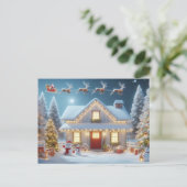 Santa en rendier briefkaart (Staand voorkant)