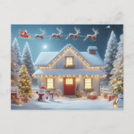 Santa en rendier briefkaart