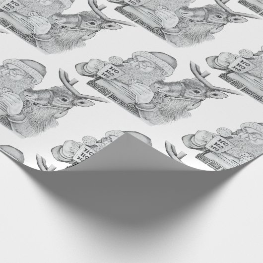 Santa en rendier cadeaupapier (Hoek)