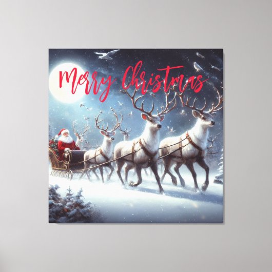 Santa en rendier canvas afdruk (Voorkant)