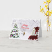Santa en rendier kaart (Gele Bloem)