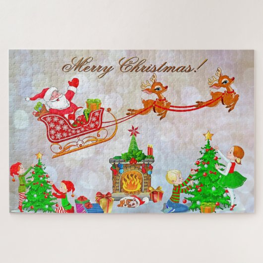 Santa en rendier legpuzzel (Horizontaal)