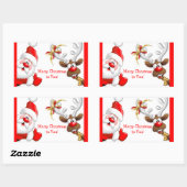 Santa en rendier rechthoekige sticker (Vel)
