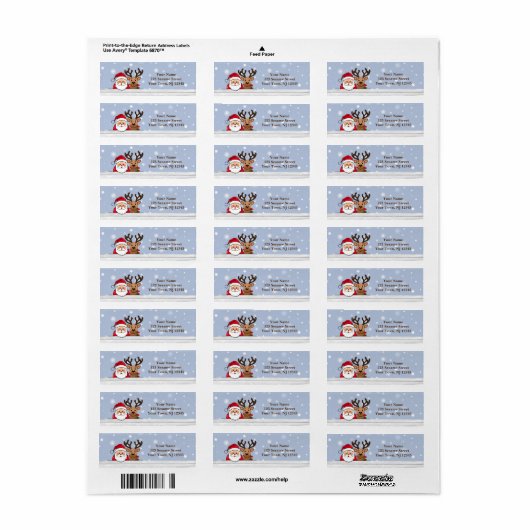 Santa en rendier retour adreslabels etiket (Full Sheet)