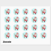 Santa en rendier ronde sticker (Vel)