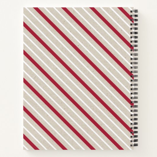 Santa en rendier Silhouette en Stripes Notitieboek (Achterkant)