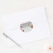 Santa en rendier stickers. ronde sticker (Envelop)