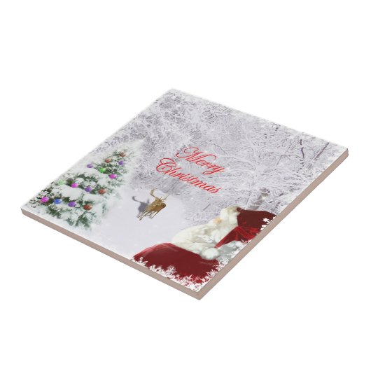 Santa en rendier tegeltje (Zijkant)