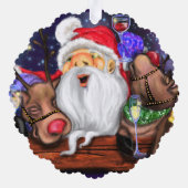 Santa en rendieren Funny Christmas Ornament Kaart (Achterkant)