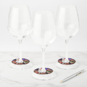 Santa en rendieren Funny Christmas Wine Glass Labe Wijnglaslabel (Set)
