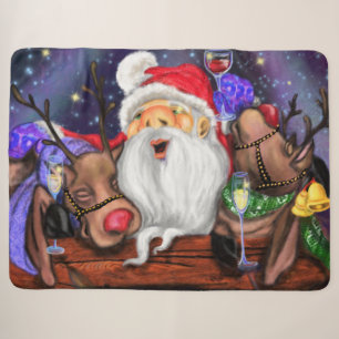 Santa en rendieren Grappige Kerstmis Sherpa Deken