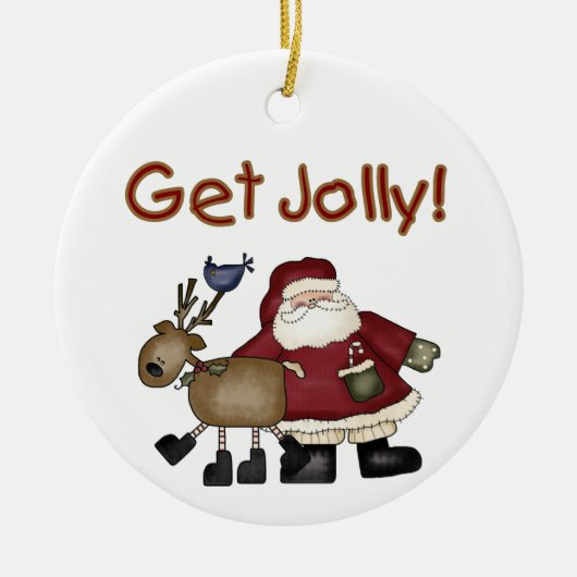 Santa en rendieren krijgen Jolly Ornament (Voorkant)