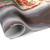 Santa en rendieren maken peperkoek huis cadeaupapier (Rol Hoek)