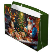 Santa en rendieren maken peperkoek huis groot cadeauzakje (Achterkant Gekanteld)