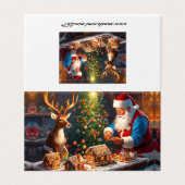 Santa en rendieren maken peperkoek huis kaart (Buitenkant ongevouwen)