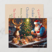 Santa en rendieren maken peperkoek huis kaart (Voorkant / Achterkant)