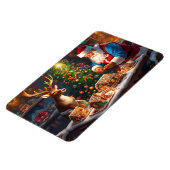 Santa en rendieren maken peperkoek huis magneet (Linkerzijde)