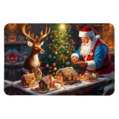 Santa en rendieren maken peperkoek huis magneet (Horizontaal)