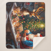 Santa en rendieren maken peperkoek huis sherpa deken (Voorkant)