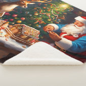 Santa en rendieren maken peperkoek huis sherpa deken (3/4)