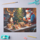Santa en rendieren maken peperkoek huis tissuepapier (Craft)